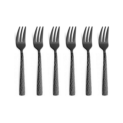 6-pc set cake forks in trend box - Black Amefa 